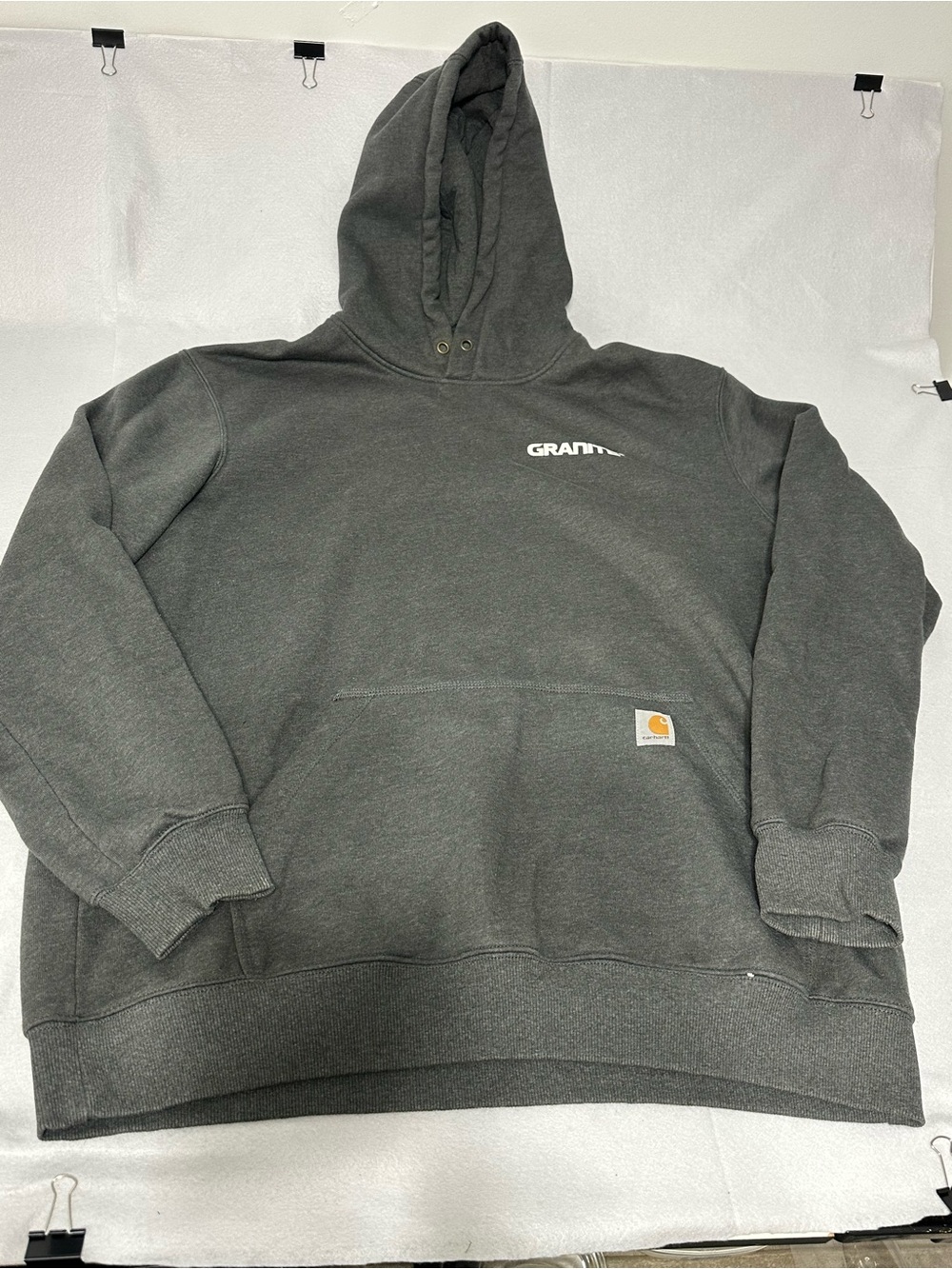 Carhartt Charcoal Gray Hooded Sweatshirt with Subtle White Logo